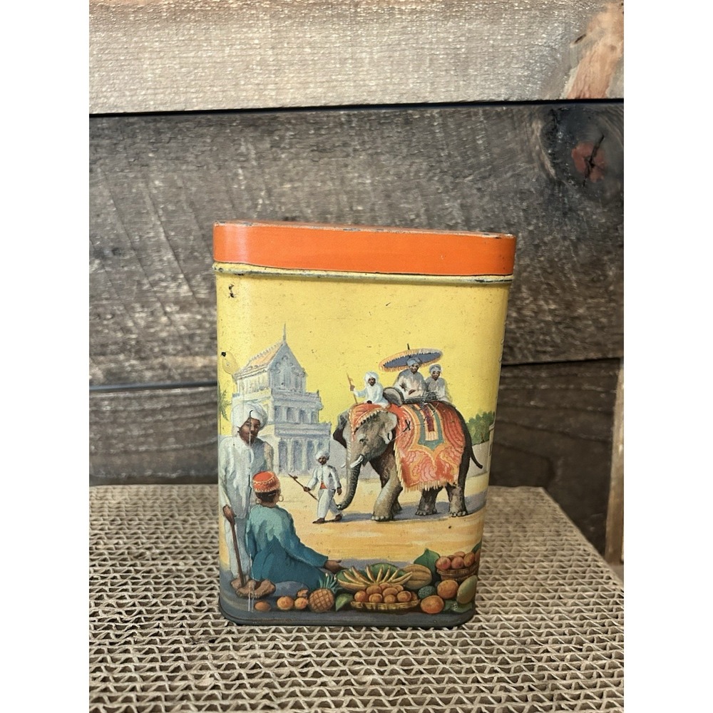 VINTAGE Lipton Tea Tin Elephants In India  Tin